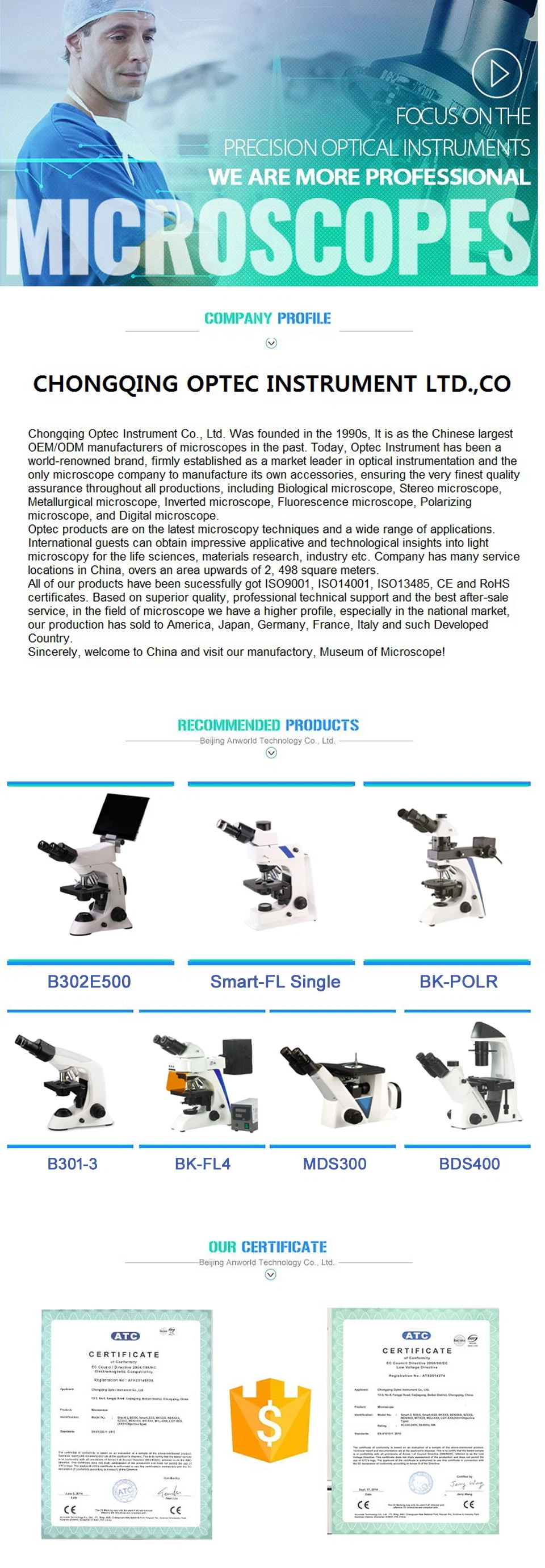 Toolmakers Microscope Binocular Price of Fluorescence Microscope for Meiji Microscopes